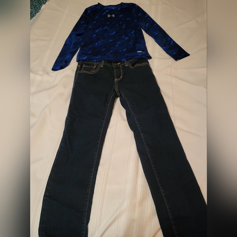 Weatherproof Vtg Boys Yth 12 Blue Jeans Blue & Boys Under Armour Yth Md=10-12